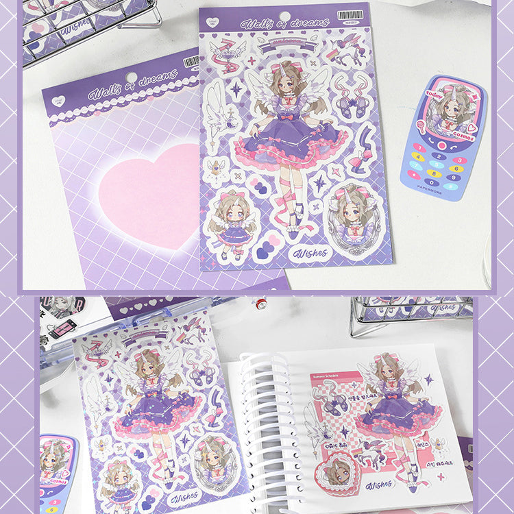 Infeel.Me Stickers Flower Angel series Cartoon Sweet Cool Girl DIY Handmade Phonecase Decorative Stickers