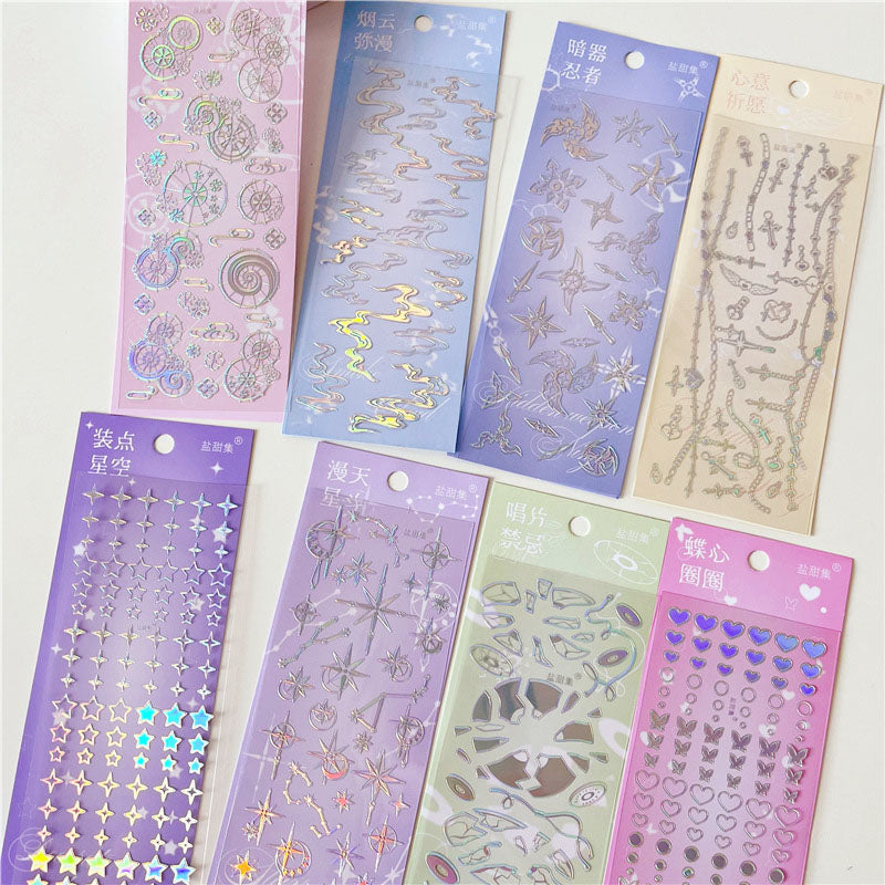 Galaxy Taboo Series Silver Pressed Stickers 3D Hand Account Phone Case Collage Decoration Material Stickers