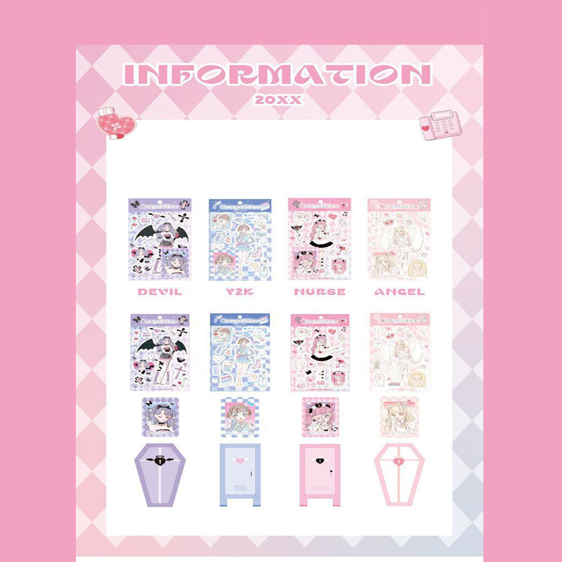RosyPosy Stickers ROSYA 20xx Series Cartoon Girl With DIY Hand Account Key Chain Plate Decoration Stickers 4 Styles