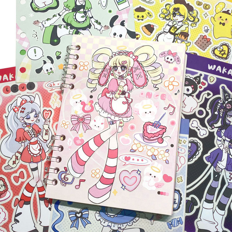 Happy Weekend Girl Pink Cake Decoration Sticker Cute Graffiti Hand Account Sticker Sticker Material Paper