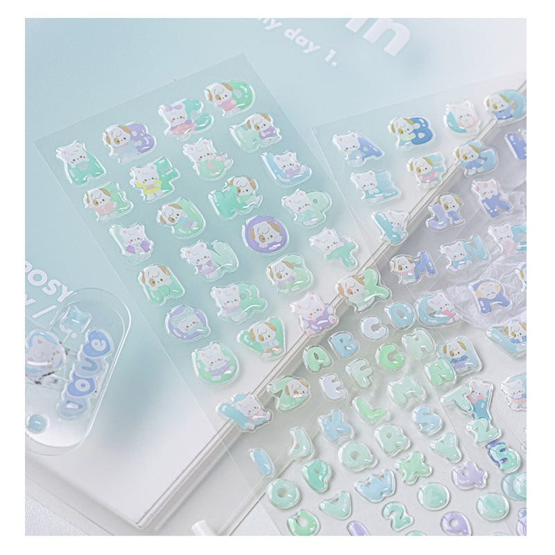 RosyPosy Jelly Letter Stickers TuTu&Byebye Series Cute Style DIY Hand Account Phone Case Material Stickers 4 Types