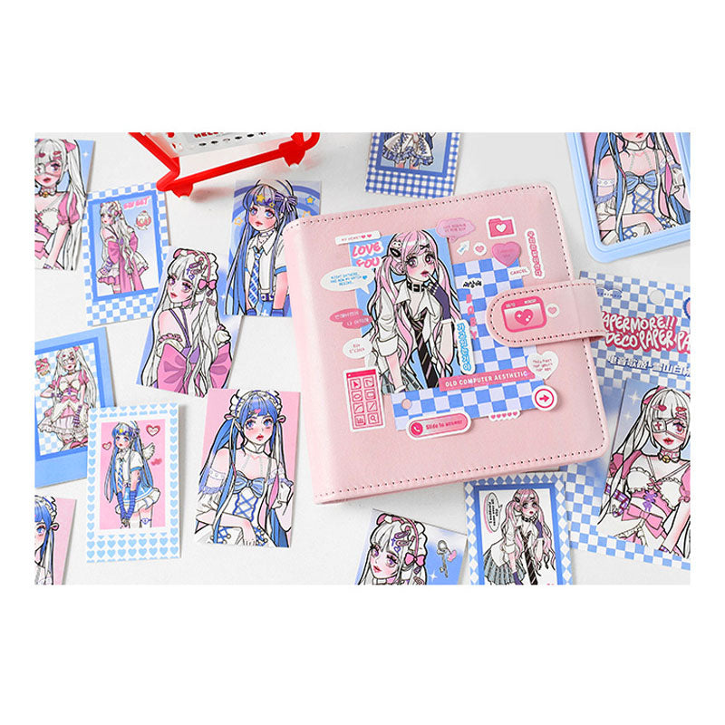 Matte Membrane Small Card Electric Song Girl Series Sweet Cool Cartoon Girl DIY Handbook Phone Case Material Card 4 Models