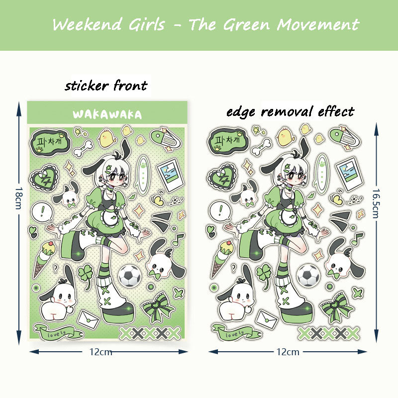 Happy Weekend Girl Pink Cake Decoration Sticker Cute Graffiti Hand Account Sticker Sticker Material Paper