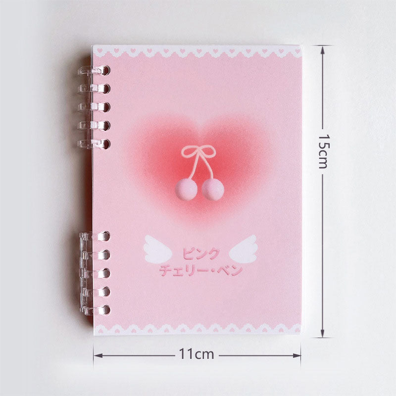 Full-Color Inner Page Cherry Sticker Hand Book Loose-Leaf Square Hand Account Book Cherry Binder Color Illustration Inner Page Diary Notebook