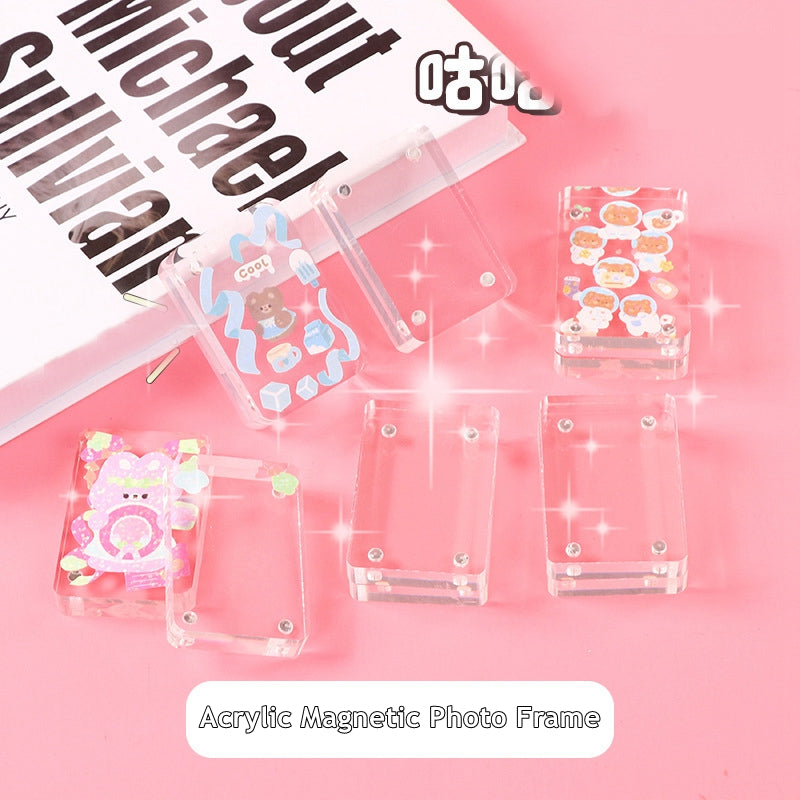 DIY Transparent Acrylic Toploader Magnetic Photo Frame Card Brick Sticker Square Goo Card Bricks