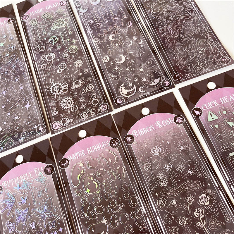 Brilliant Xingxi Laser 3D Silver Pressed Decorative Sticker Basic Pocket Decoration Material Sticker