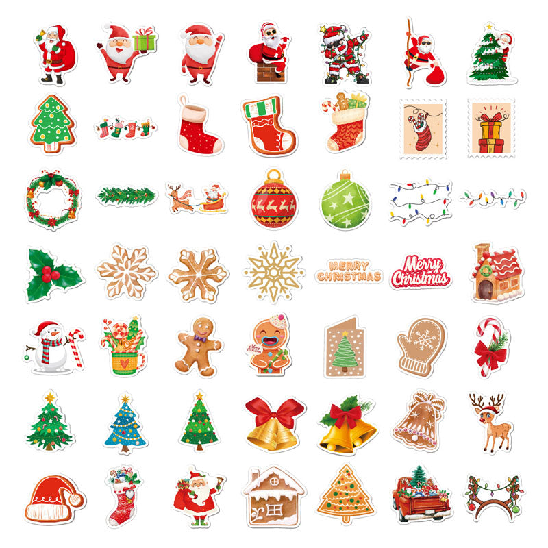 100pcs Christmas Stickers Old Man Tree Snowflake Water Cup Laptop DIY Phone Case Graffiti Stickers