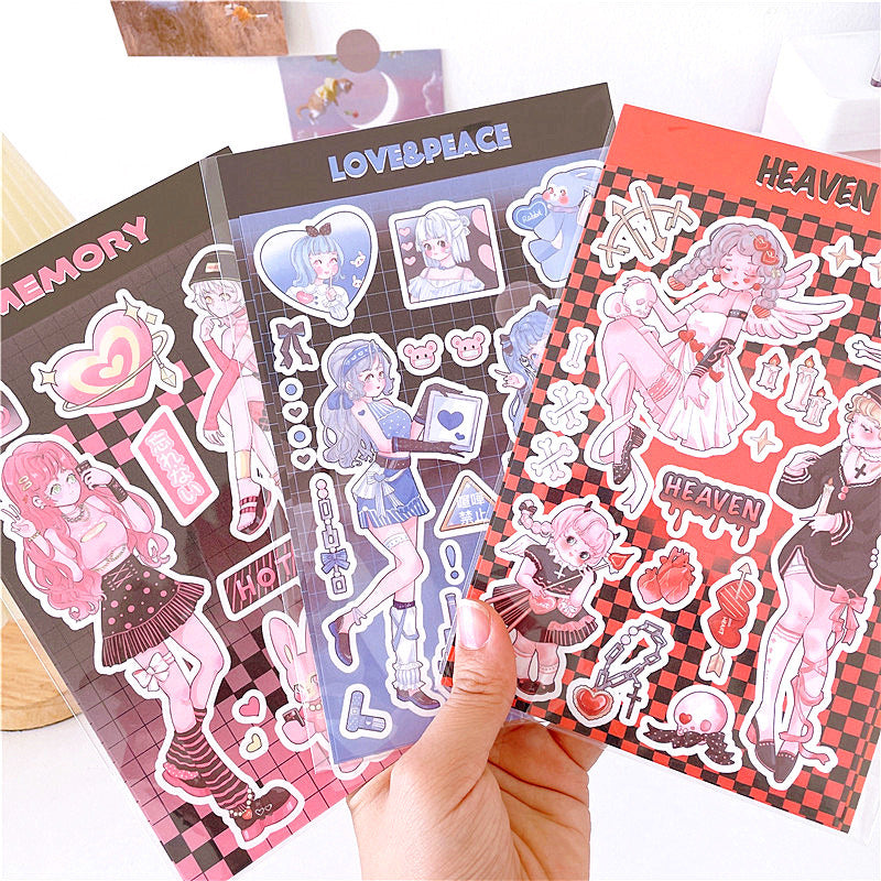 Girl Heart Cartoon Decoration Hand Account Phone Case Decoration Sticker DIY Handmade High-Value Heartbeat Signal Sticker