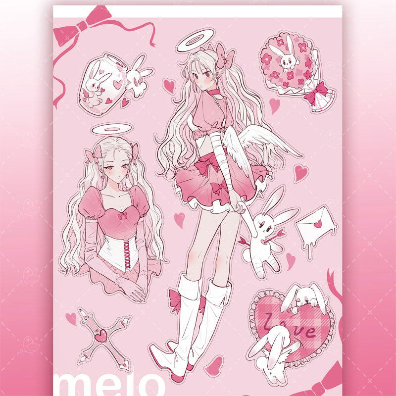 Cupid Angel Vampire Black Cat Character Decorative Sticker DIY Back Card Phone Case Hand Account Material Sticker