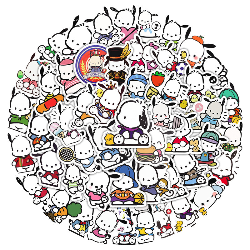 50pcs Pochacco Sticker Water Cup Notebook Hand Account Water Cup Waterproof Student Stationery Decoration Graffiti Sticker