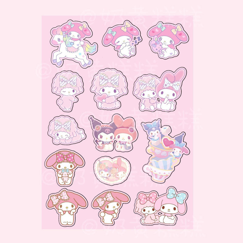 Sanrio Goo Card Sticker Kulomi Melody Decoration Phone Case Hand Account Material Sticker