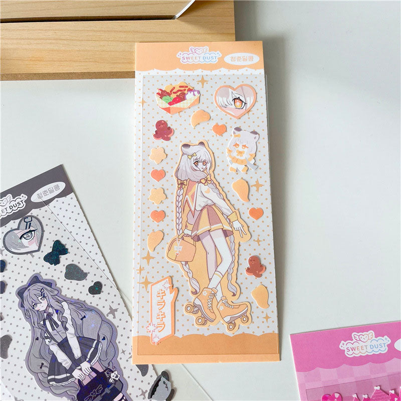 Sticker Spot Comic Style YK2 Sweet Asian Style Cute Character Goo Card Star Chasing Decoration Sticker