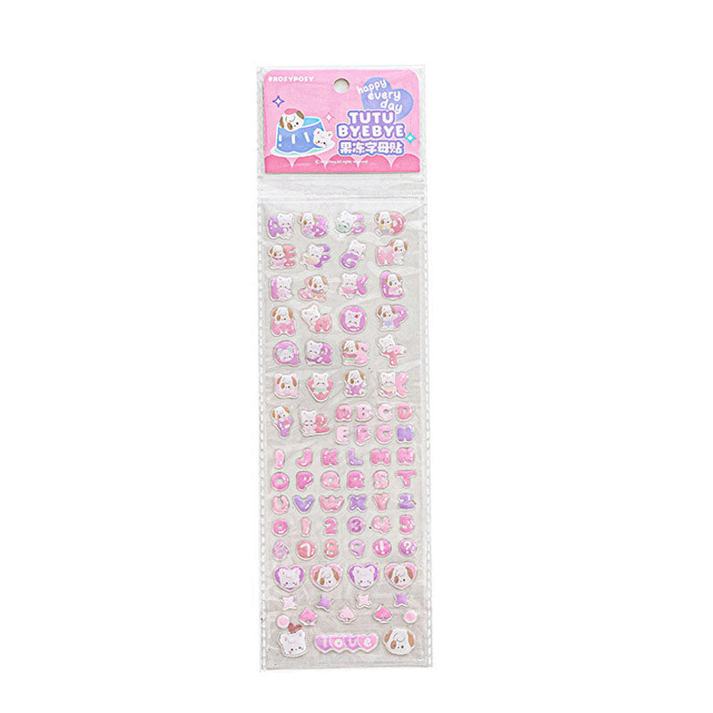 RosyPosy Jelly Letter Stickers TuTu&Byebye Series Cute Style DIY Hand Account Phone Case Material Stickers 4 Types