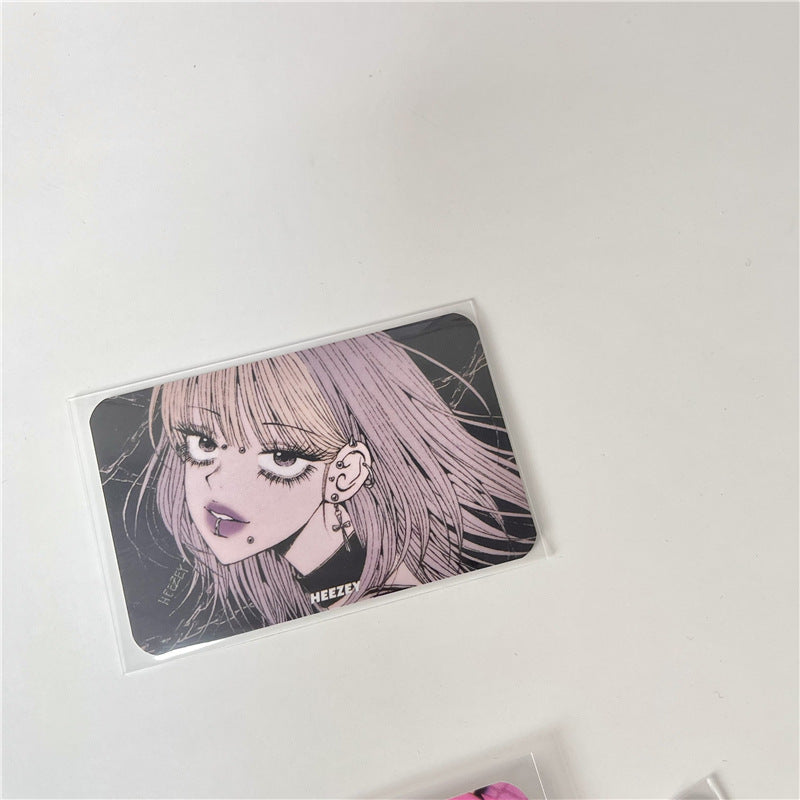 3-Inch Rounded Retro Spicy Dark Style Girl 3-Inch Small Card Hand Account Material Card Business Card