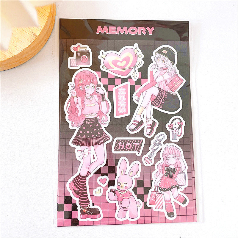 Girl Heart Cartoon Decoration Hand Account Phone Case Decoration Sticker DIY Handmade High-Value Heartbeat Signal Sticker