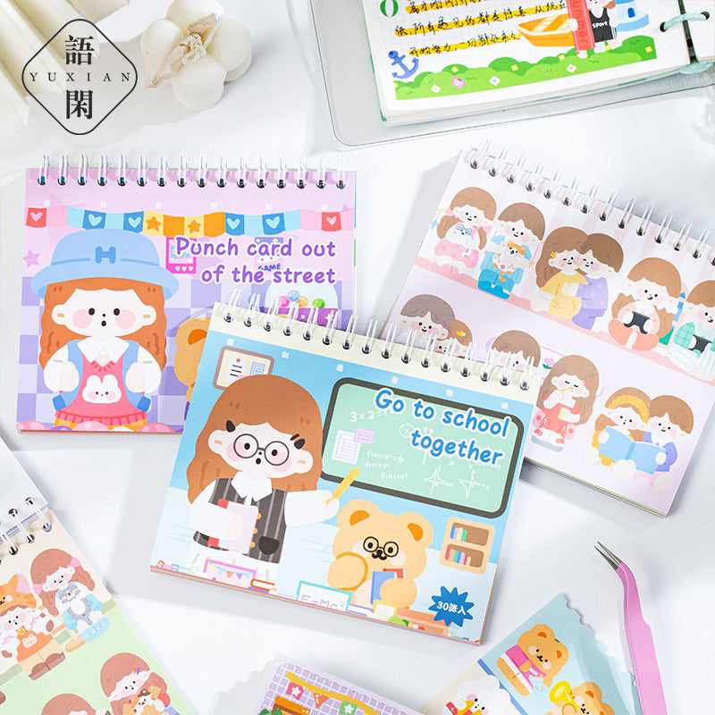 Creative Landscaping Sticker Book Cartoon Girl Heart Pocket Decoration Stickers