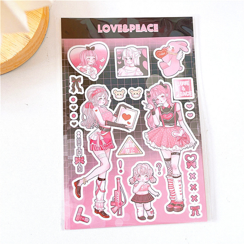 Girl Heart Cartoon Decoration Hand Account Phone Case Decoration Sticker DIY Handmade High-Value Heartbeat Signal Sticker