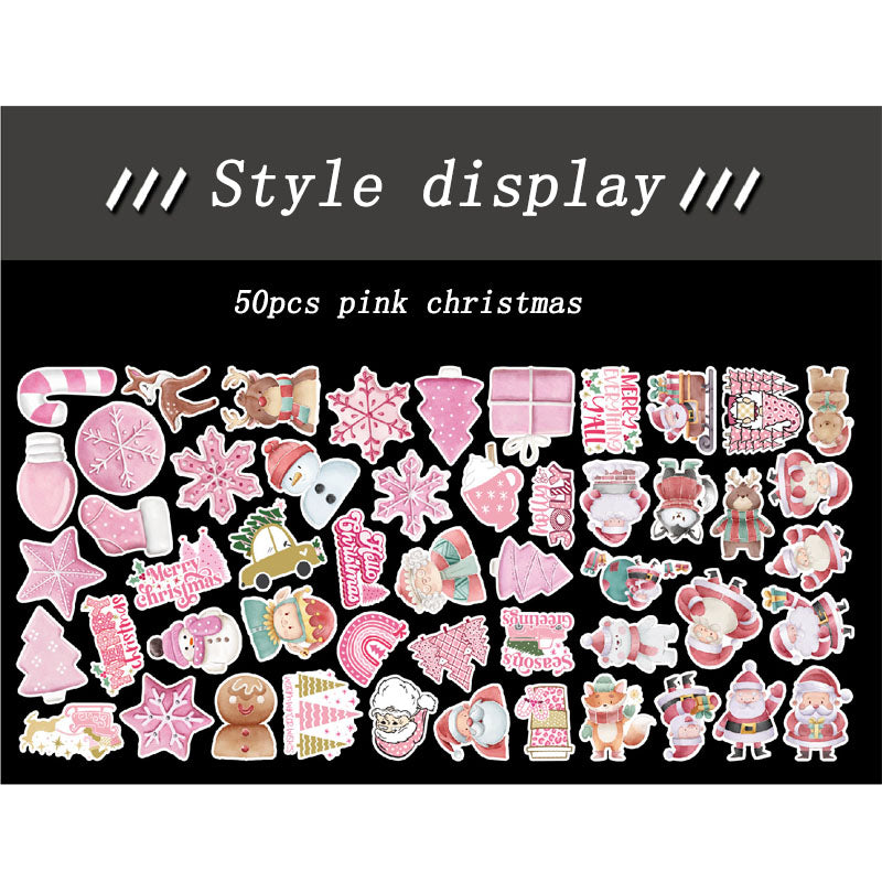 50pcs/100pcs Christmas Graffiti Stickers Holiday Party Hand Account DIY Phone Case Stickers Waterproof