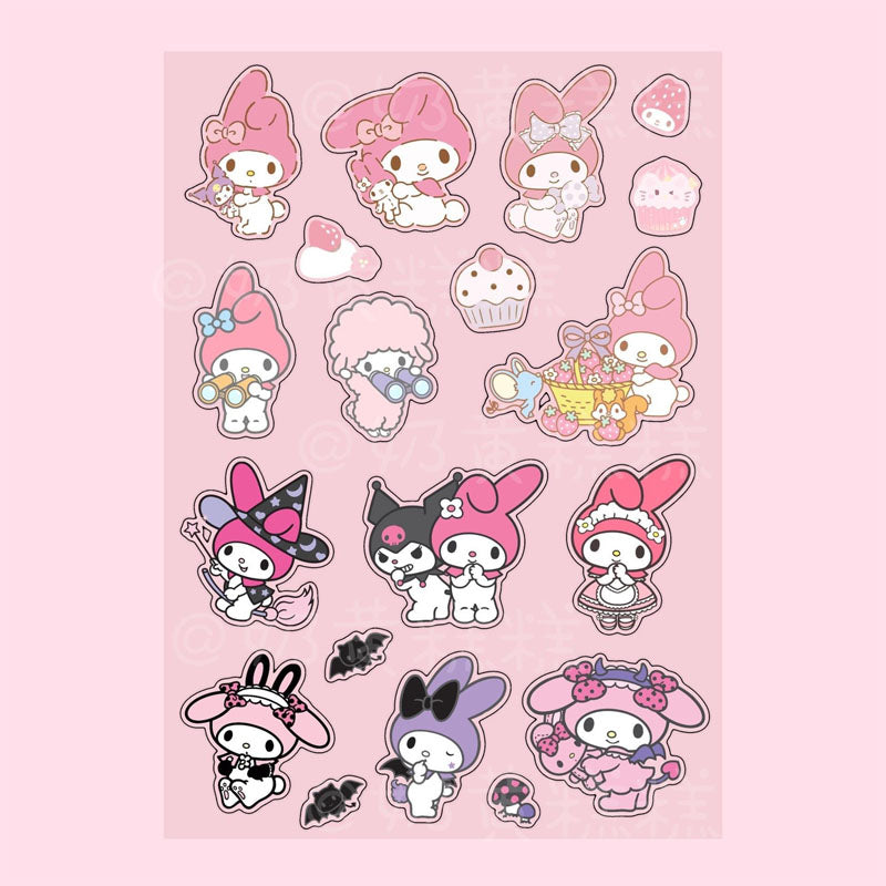 Sanrio Goo Card Sticker Kulomi Melody Decoration Phone Case Hand Account Material Sticker