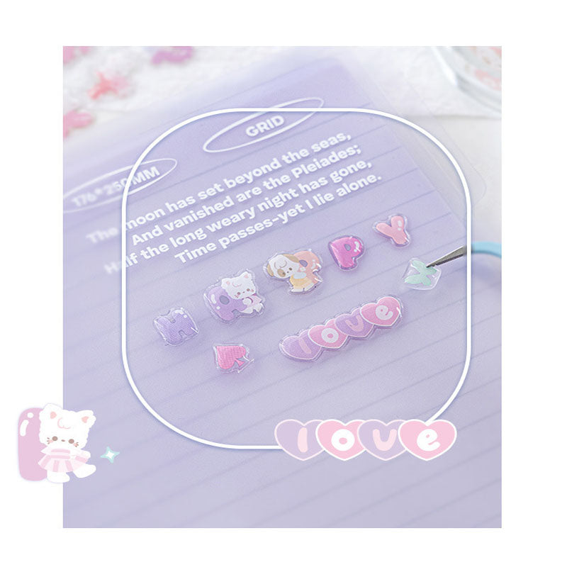 RosyPosy Jelly Letter Stickers TuTu&Byebye Series Cute Style DIY Hand Account Phone Case Material Stickers 4 Types