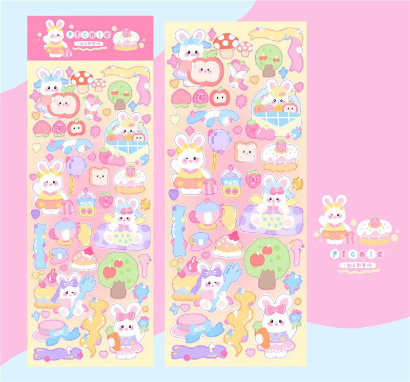 Let's Go For A Picnic Together~ Stickers DIY Hand Account Stickers Small Card Decoration Small Animal Material Stickers