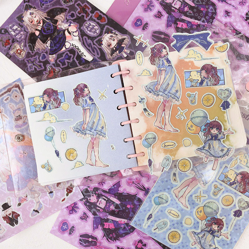 Fantasy Girl Niche Dark Cute Decorative Stickers DIY Keychain Plate Hand Account Phone Case Diary Small Card Stickers