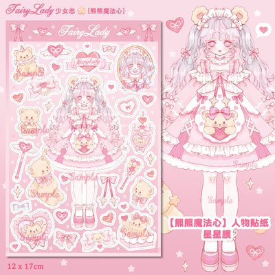 Girls Original Character Stickers Cute Cat Ears Magic Bear Diy Hand account Decoration Sweet Style