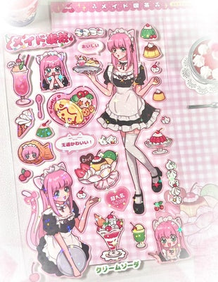 Maid Eating Tea Shop Series Stickers Gooka Cute Cartoon Sticker