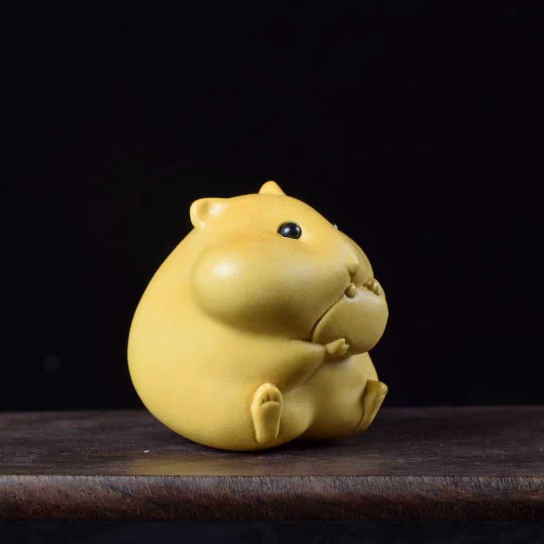 Boxwood carving Greedy hamster four brothers Handicrafts Cte small animal jewelry Handmade