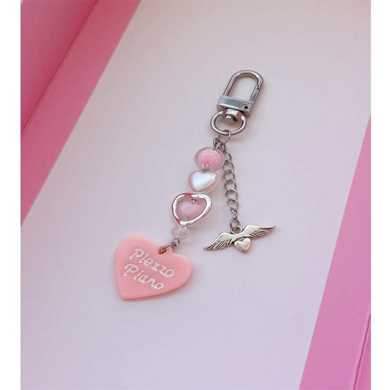 Creative Design Beaded Pendant Cute Pink Sweet Love Injection Sweet Cool Hanging Chain Goo Card Chain Phone Case Chain