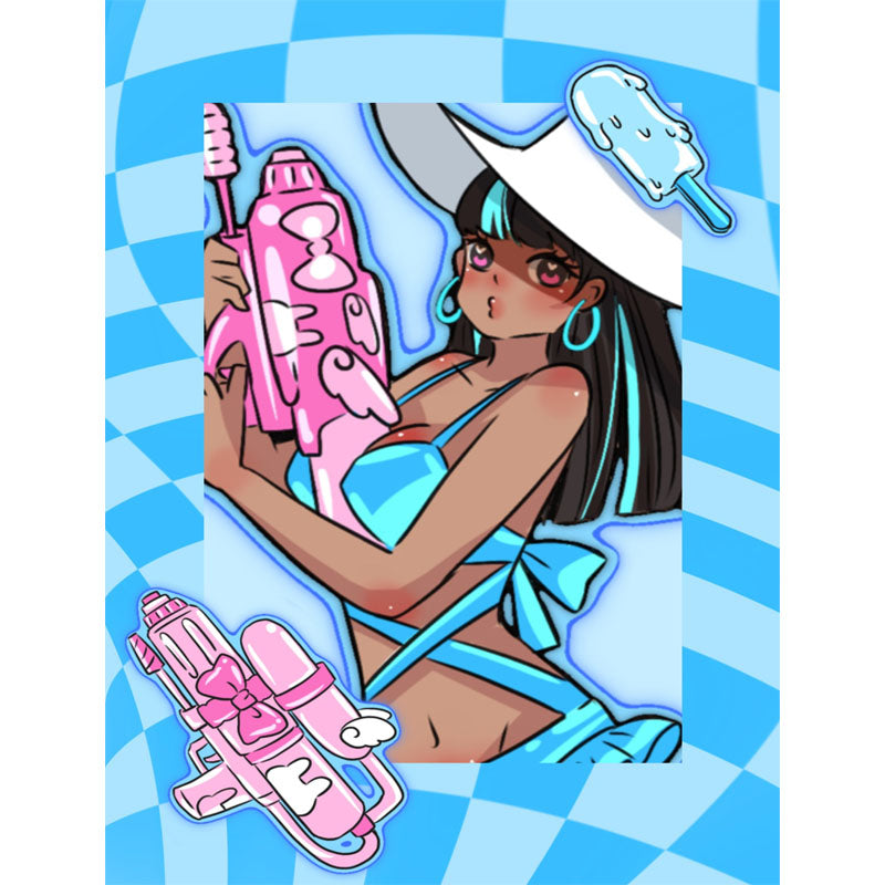 Black-Skinned Hot Girl Goo Card Small Card Character Stickers Hand Account Phone Case DIY Stickers