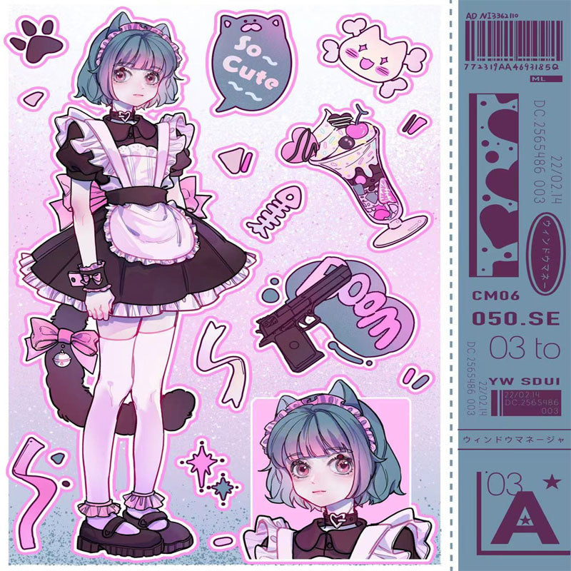 Electronic Three Girls Series Character Goo Card DIY Hand Account Phone Case Sticker
