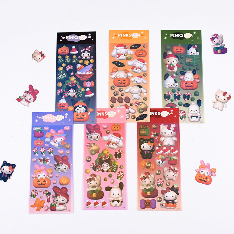 Modeling Sanrio Holiday Christmas Series Laser DIY Keychain Sticker Cartoon Pocket Small Card Material