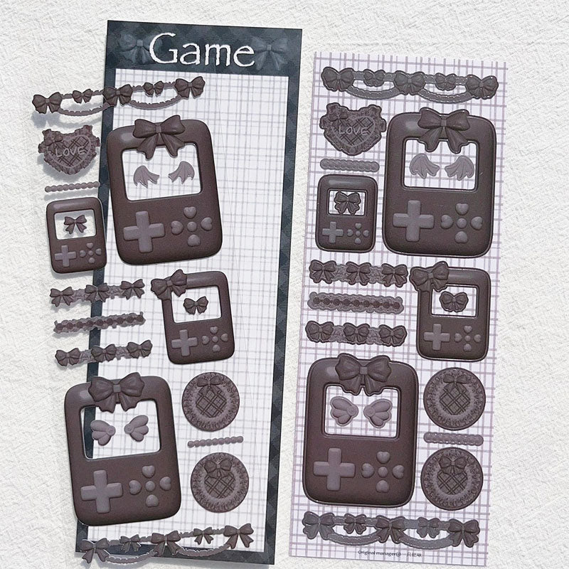 Macaron Game Machine Frame Exclusive 3D Modeling Decoration Stickers DIY Hand Account Material Stickers