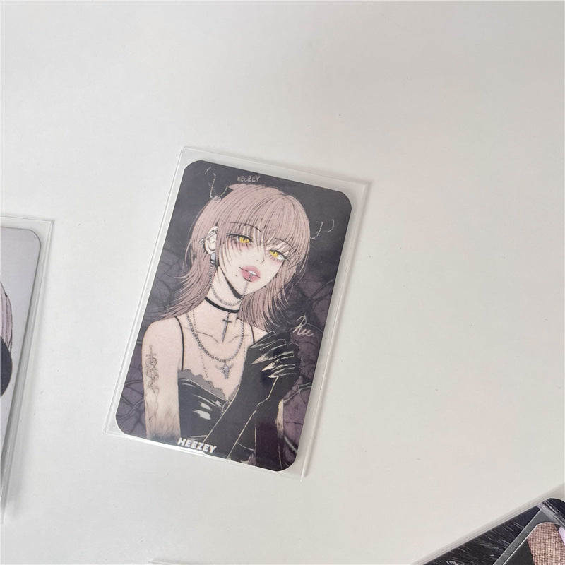 3-Inch Rounded Retro Spicy Dark Style Girl 3-Inch Small Card Hand Account Material Card Business Card
