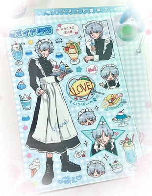 Maid Eating Tea Shop Series Stickers Gooka Cute Cartoon Sticker