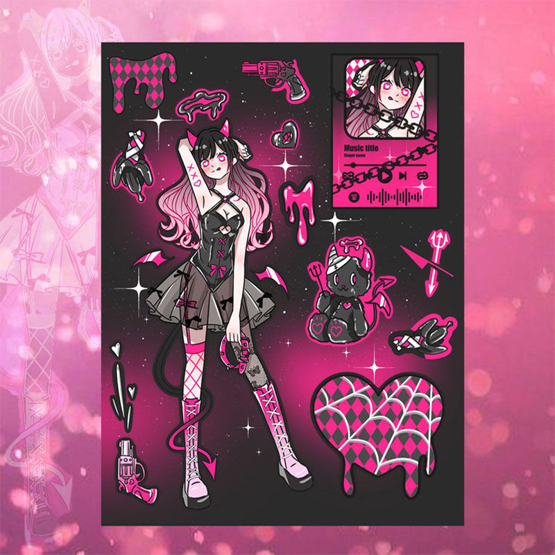 Sweet Asian Girl Goo Card DIY Plate Sticker Cartoon DIY Hand Account Small Card Decorative Material Sticker