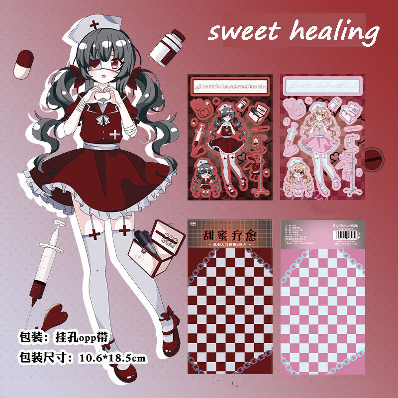 Different Dimension Calling Characters Series Cartoon Sweet Cool Girls Die-cut Handbook Stickers 2pcs into 4 Types