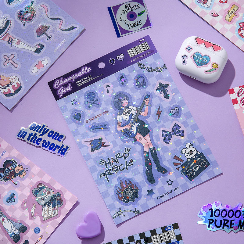 Variety Girl Series Stickers Cute Cold Girl Stickers Diy Hand Account Decoration Material Collage Stickers