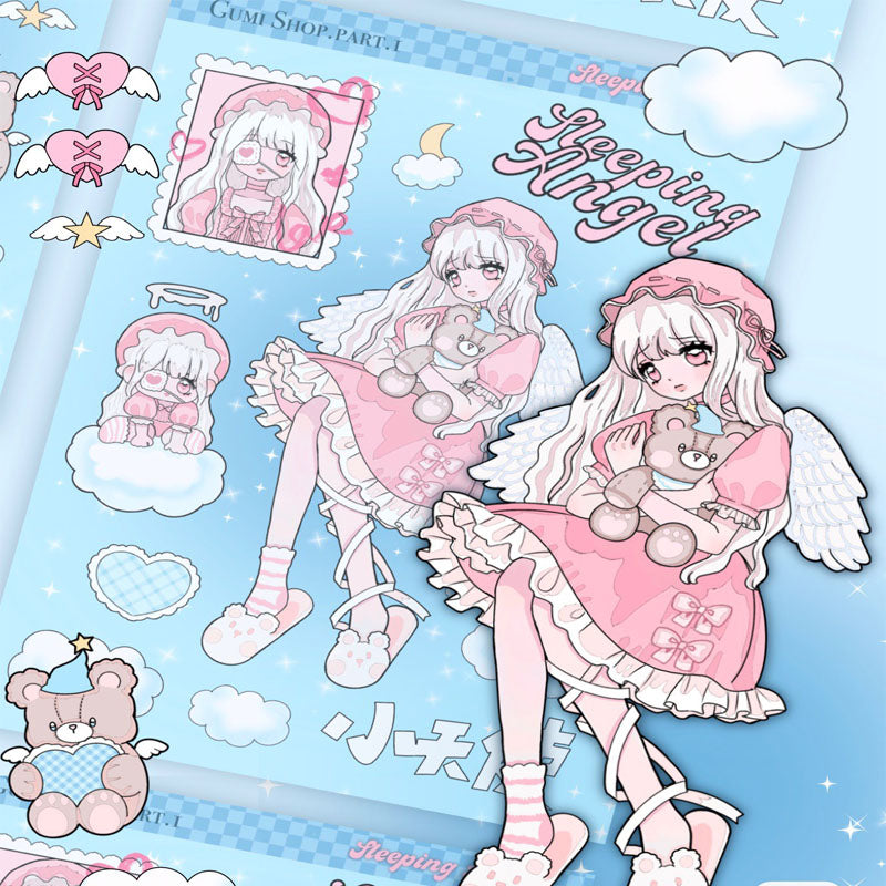 Sweet Asian Style Goo Card Character Sticker Character DIY phone Case hand account girl sticker