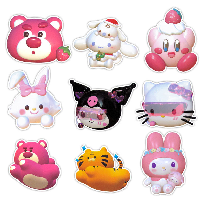 51pcs 3D Sanrio Stickers Cute Kulomi Cinnamorll Melody Kitty Cat Hand Account Waterproof