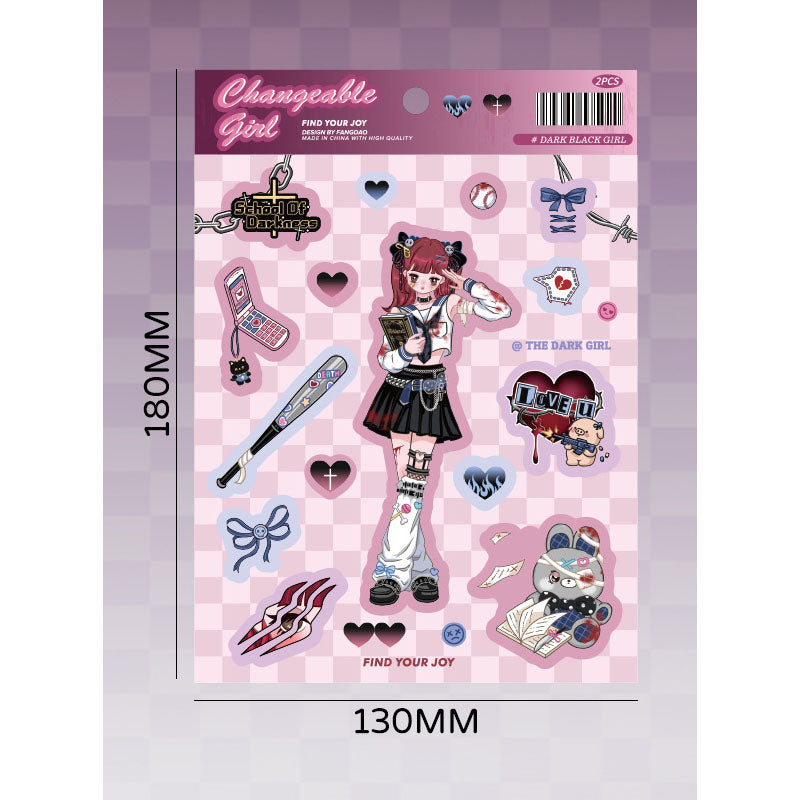 Variety Girl Series Stickers Cute Cold Girl Stickers Diy Hand Account Decoration Material Collage Stickers