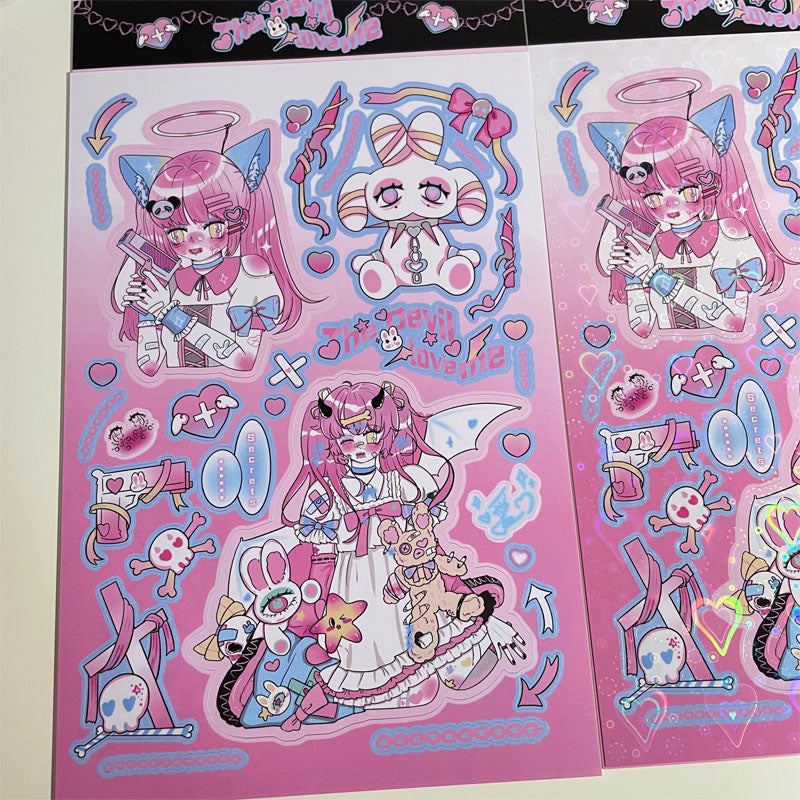 Killer Girl Barbie Girl Love Membrane Sweet Asian Style Decorative Stickers DIY Hand Account Phone Case Small Card Stickers
