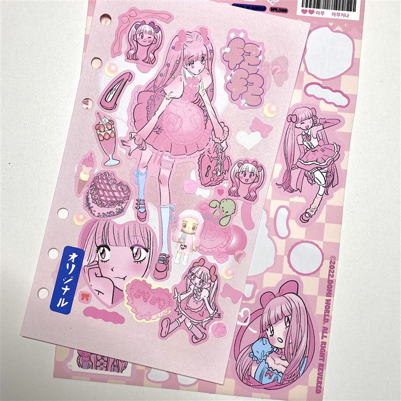 Domi Girl Sticker Dessert Devil Angel Decoration Sticker Phone Case Back Card Sticker Diy Sweet Asia