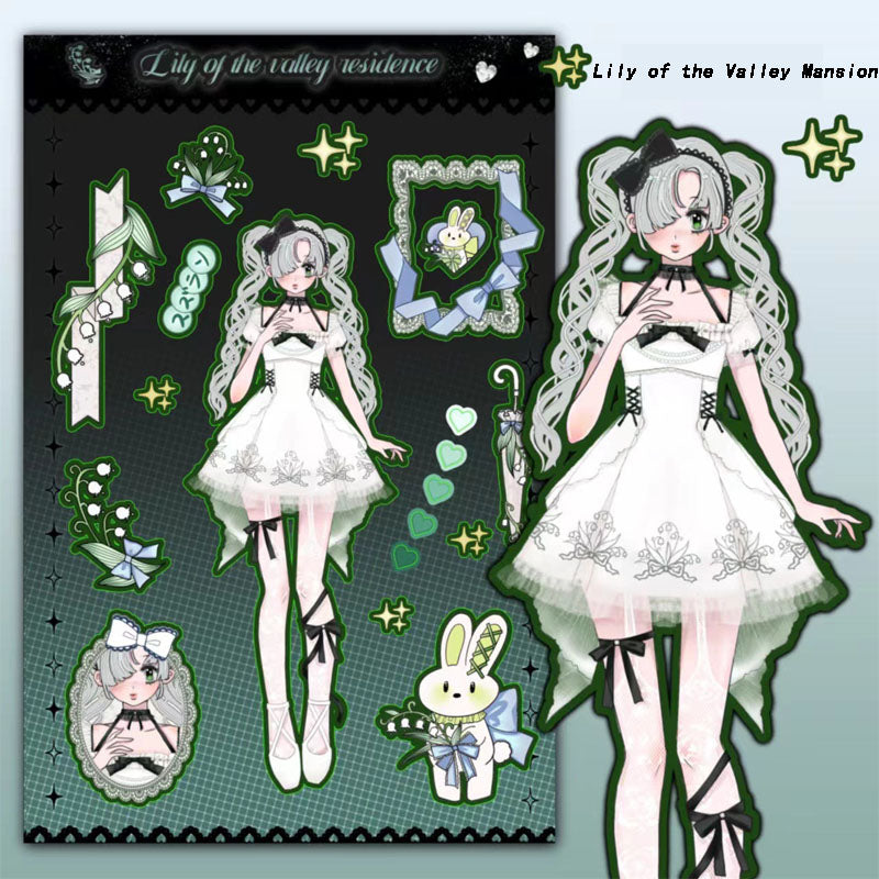 Creative Character Decoration Stickers DIY Hand Account Stickers Lily of The Valley Mansion Retro Lady