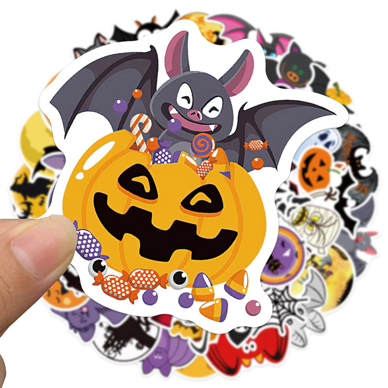 50pcs Halloween Wacky Stickers Decorated Water Bottle Phonecase Pull Box Pumpkin Wacky Waterproof Graffiti Stickers