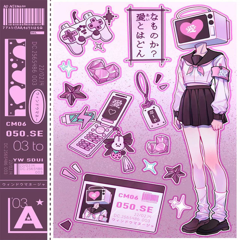 Electronic Three Girls Series Character Goo Card DIY Hand Account Phone Case Sticker