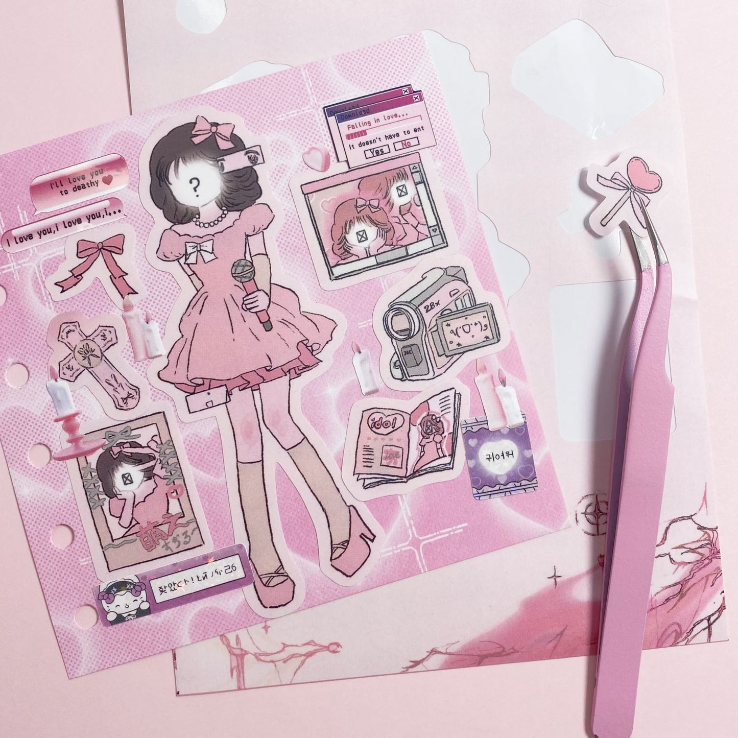 Milky Hearts Sticker Book Stickers Cartoon Cute Journal Decoration DIY Keychain Plate Hand Account Phone Case Sticker