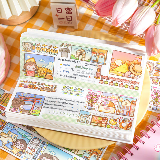 Cute Cartoon Character Stickers DIY Hand Account Landscaping Collage Tape