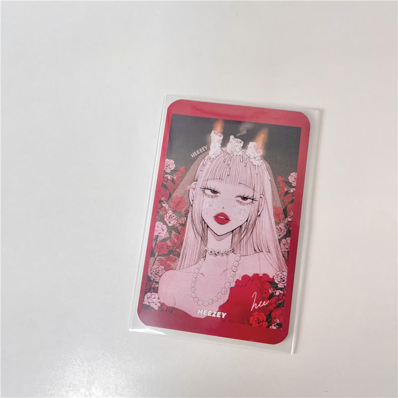 3-Inch Rounded Retro Spicy Dark Style Girl 3-Inch Small Card Hand Account Material Card Business Card